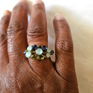 Multi-coloured Beaded Ring, Size 7.75